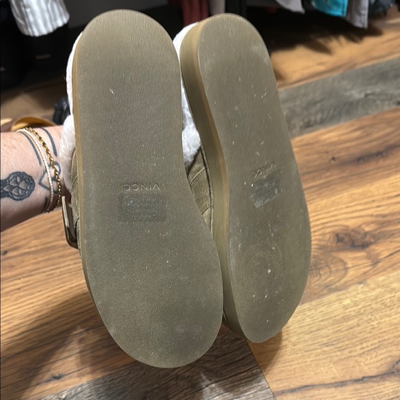 Brown Suede Slip-On Clogs with Buckle Vince size 7 - Picture 4 of 5